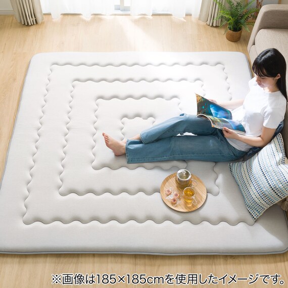 極厚50mmウレタン入り 接触冷感+防汚加工+防音ラグ(NクールSPgMPL GY 185X240) 8枚目画像