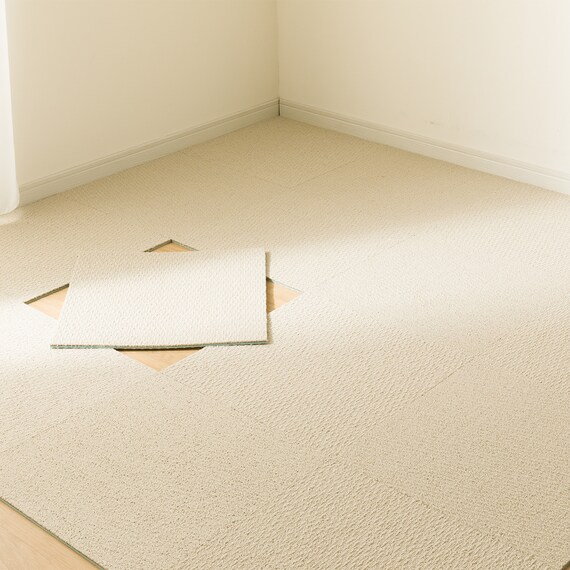 【4枚以上で購入可】軽量・洗えるタイルカーペット 40×40cm (WY005 ベージュ) 1枚目画像