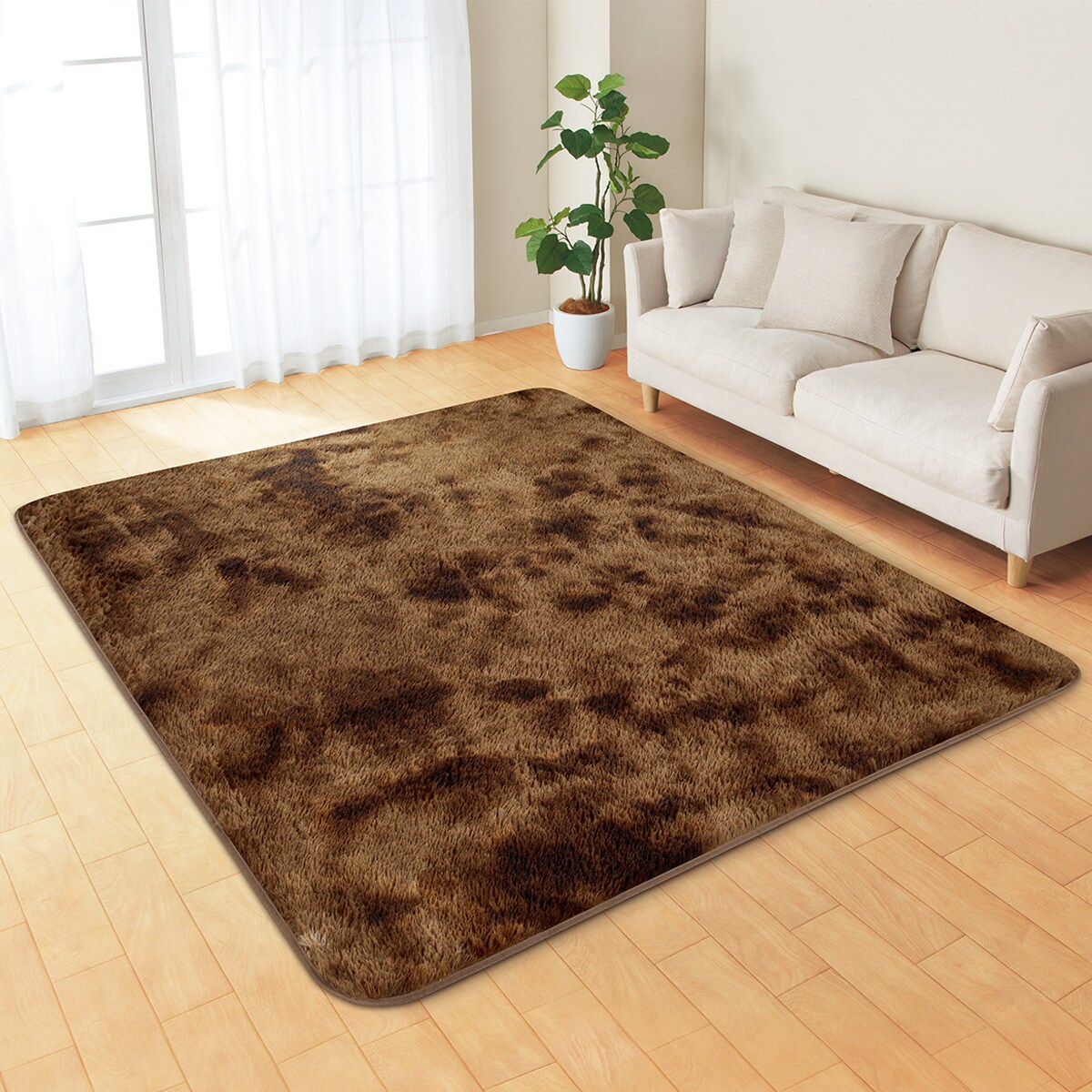 （新品未使用）HiChiclife ブラウンラグ 200x250cm 毛足が長く肌ざわりが良いラグ(200X240 BR SH01) | ニトリネット【公式