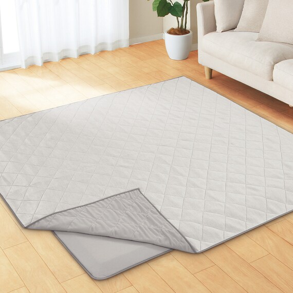 接触冷感極厚30ｍｍラグ 洗えるカバータイプ(NクールSP g PLCB 185X185 GY) 2枚目画像