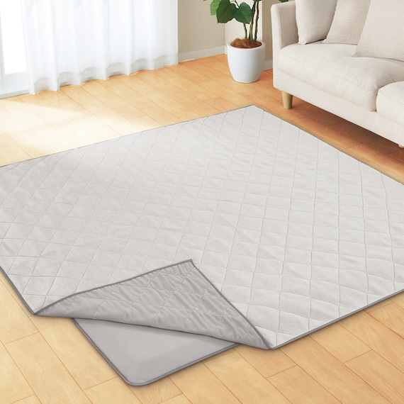 接触冷感極厚30mmラグ 洗えるカバータイプ(NクールSP g PLCB 185X185 GY) 2枚目画像