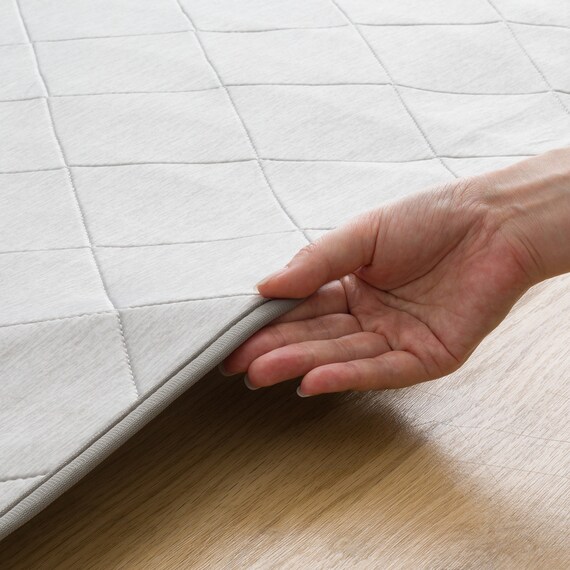 接触冷感極厚30mmラグ 洗えるカバータイプ(NクールSP g PLCB 185X185 GY) 6枚目画像