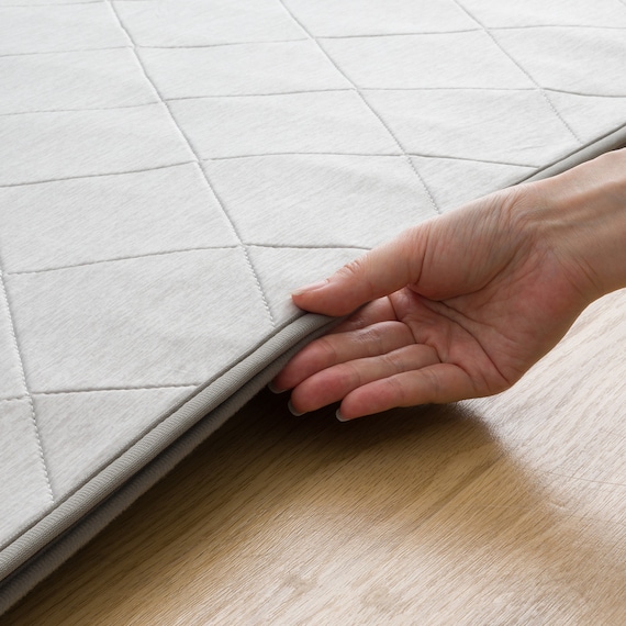 接触冷感極厚30mmラグ 洗えるカバータイプ(NクールSP g PLCB 185X185 GY) 7枚目画像