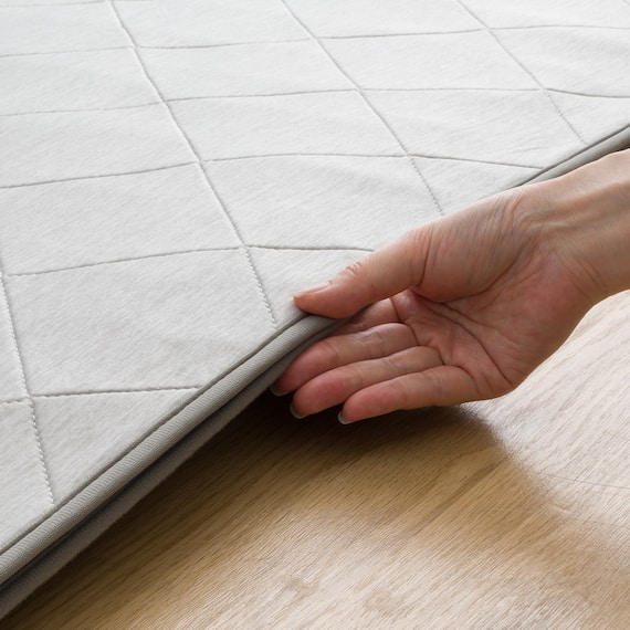 接触冷感極厚30mmラグ 洗えるカバータイプ(NクールSP g PLCB 185X240 GY) 7枚目画像