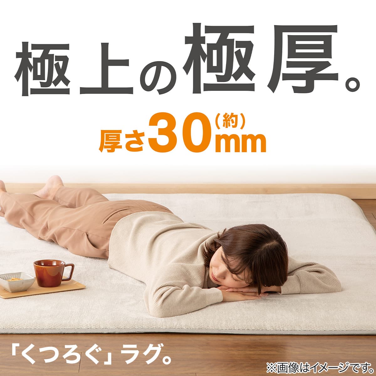 30mmウレタン入り防汚加工+防ダニ加工+防音ラグ(130X185 グレー PL17
