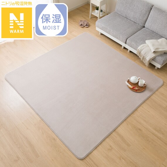 洗える 10mmウレタン入り吸湿発熱+蓄熱+保湿ラグ (Nウォーム185X185 ライトモカ gDA1) 1枚目画像