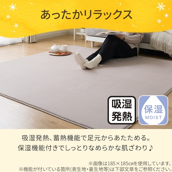 洗える 10mmウレタン入り吸湿発熱+蓄熱+保湿ラグ (Nウォーム185X185 ライトモカ gDA1) 6枚目画像