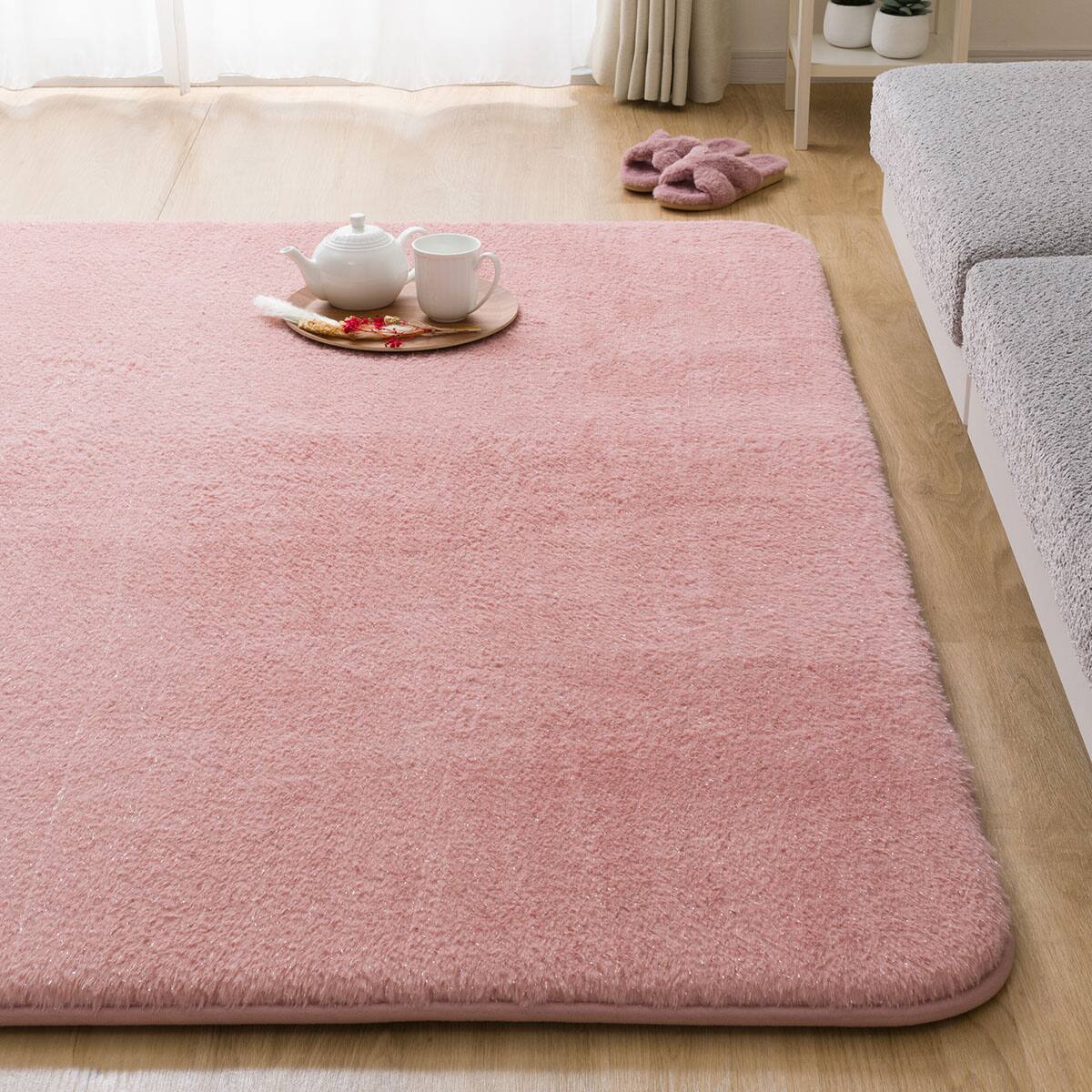 ニトリ。カーペット　ローズ色 やわらかシャギーラグ(185X185 RO SR004) | ニトリネット【公式】 家具