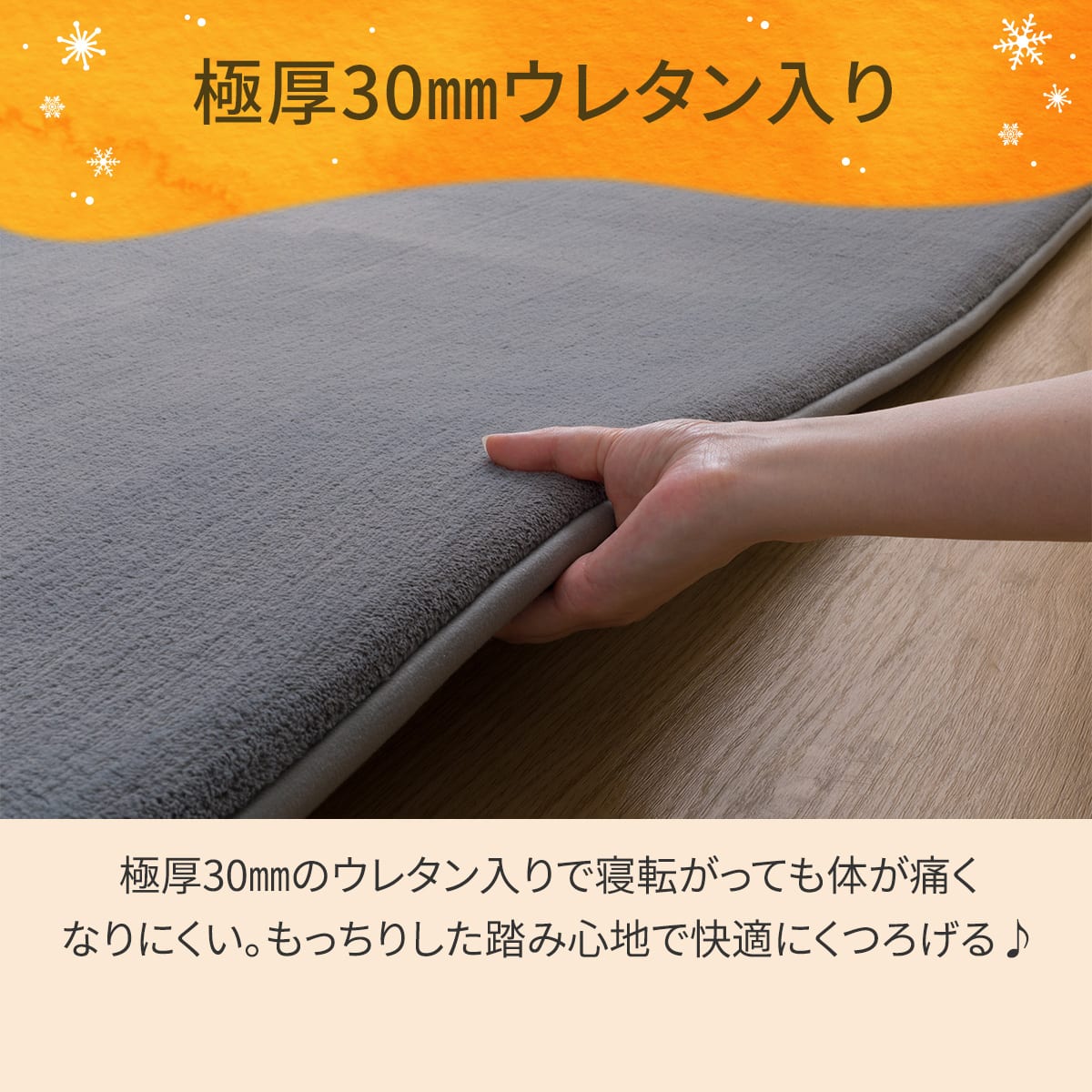 ニトリ　ラグ（Nウォーム
） 極厚30mmウレタン入り 保温+吸湿発熱+蓄熱+防汚+防音ラグ(NウォームWSP