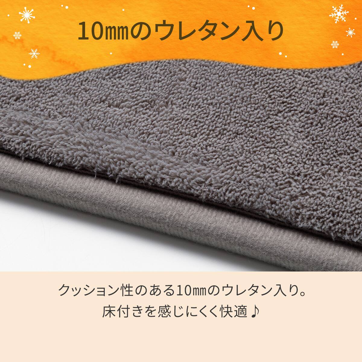 洗える 10mmウレタン入り吸湿発熱+蓄熱+保湿フロアマット (Nウォーム