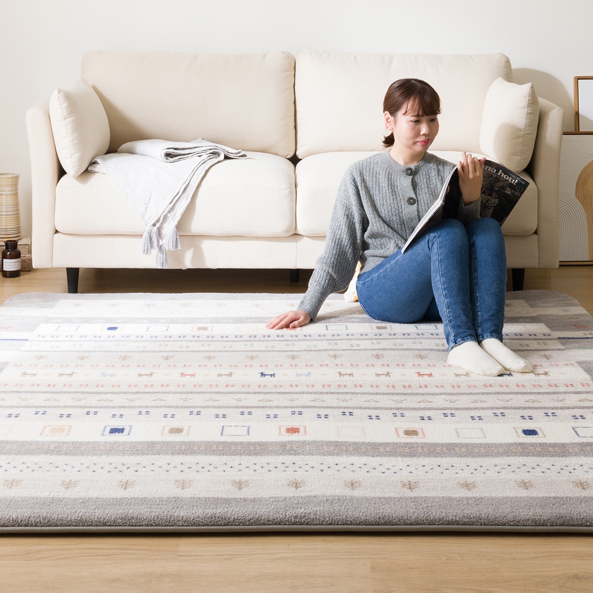 極厚30mmウレタン入り 防汚加工+防ダニ加工+防音ラグ(185X185 GB PL08