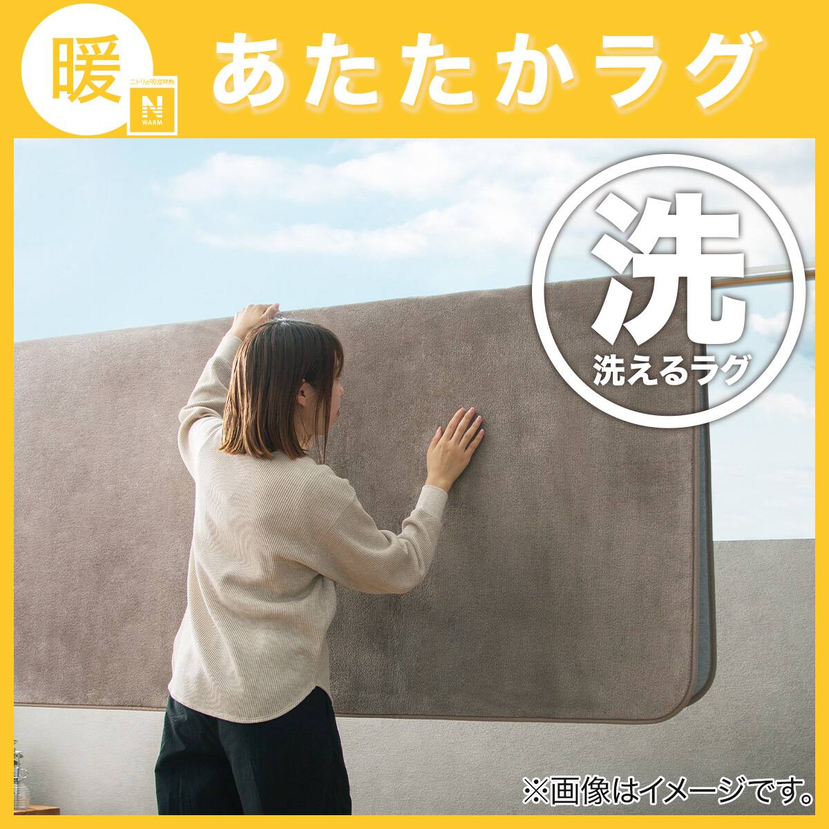 洗える 吸湿発熱+蓄熱+保湿 + 抗菌防臭加工+防ダニ加工ラグ(Nウォーム