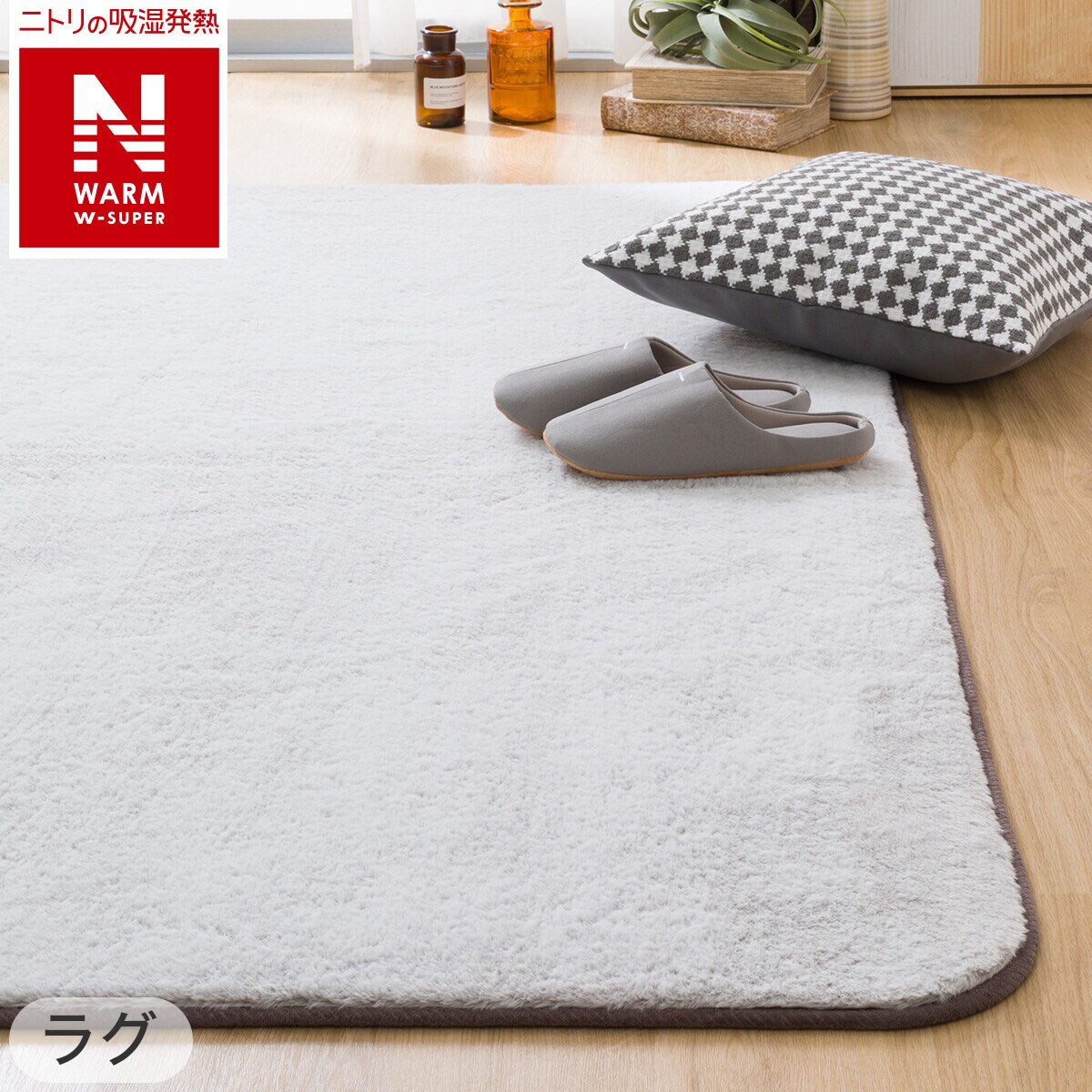 2点セット】洗える 吸湿発熱+蓄熱+保湿 + 抗菌防臭加工+防ダニ加工ラグ