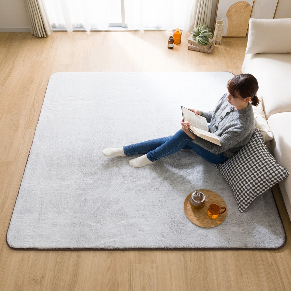 洗える 吸湿発熱+蓄熱+保湿 + 抗菌防臭加工+防ダニ加工ラグ(Nウォーム