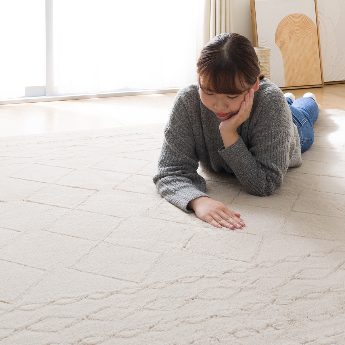 New Balance　アップサイドダウンロゴボーダー　 吸湿発熱 ニット【L】 15mmウレタン入り 吸湿発熱+蓄熱+保湿+防音+防汚加工+防ダニ加工ラグ(N