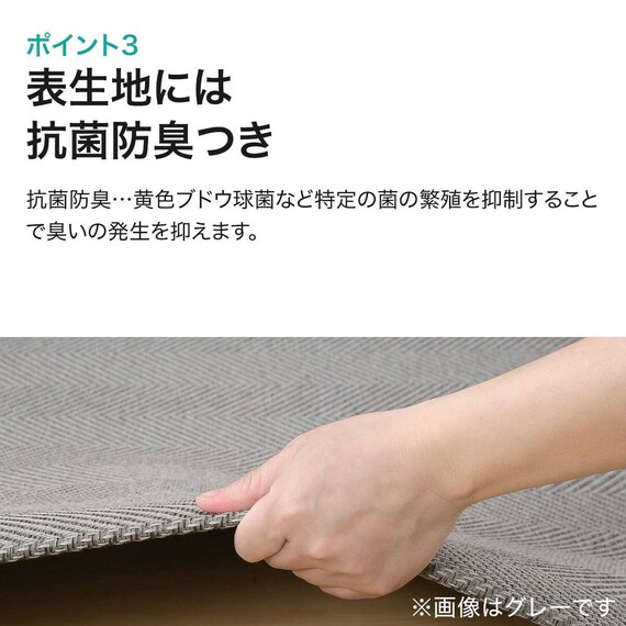 ウレタン入りジャカード織りラグ(185X185 グレー JA09) 5枚目画像