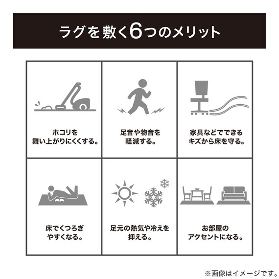ウレタン入りジャカード織りラグ(185X185 グレー JA09) 7枚目画像
