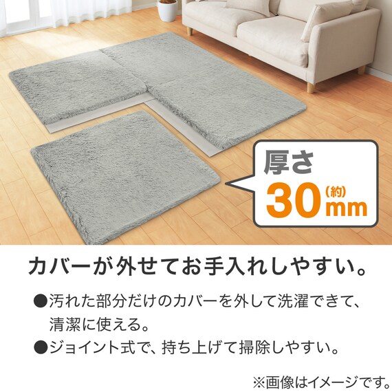 極厚30mmウレタン入り ジョイントラグ(90X90 グレー PL21) 2枚目画像