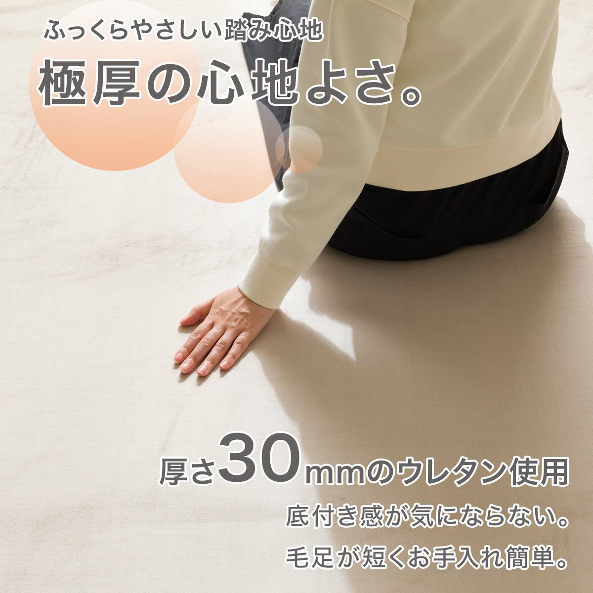 極厚30mmウレタン入り 防汚加工+防ダニ加工+防音ラグ(200X240 MO PL20