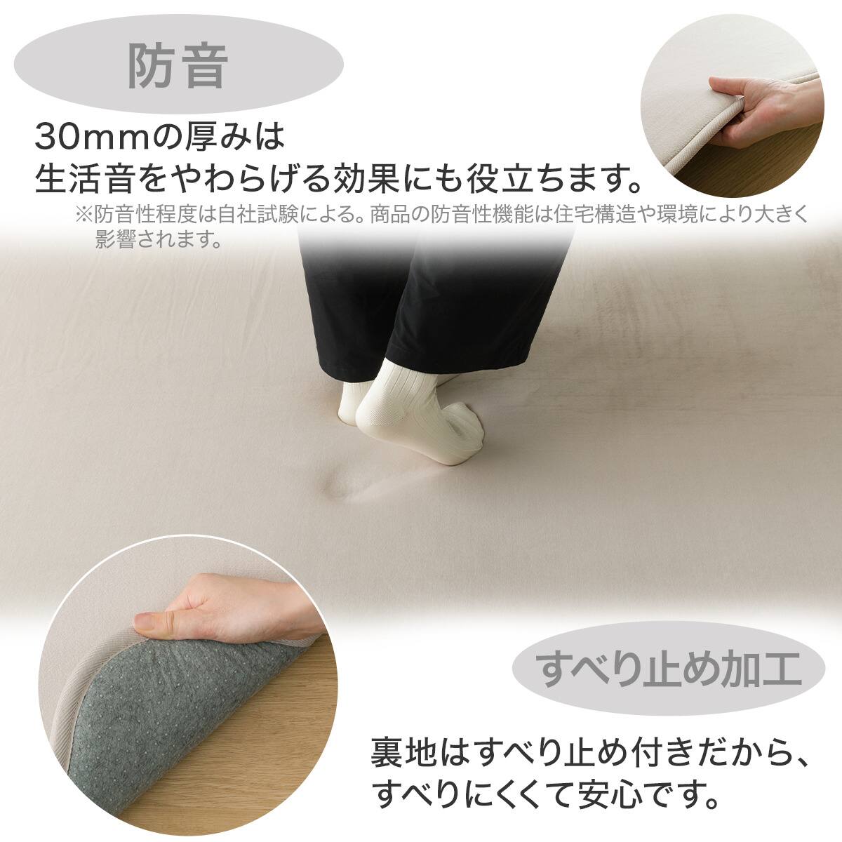 低反発・極厚30mmウレタン入り 防汚加工+防ダニ加工+防音ラグ(185X185 低反発・極厚30mmウレタン入り 防汚加工+防ダニ加工+防音ラグ(185X185