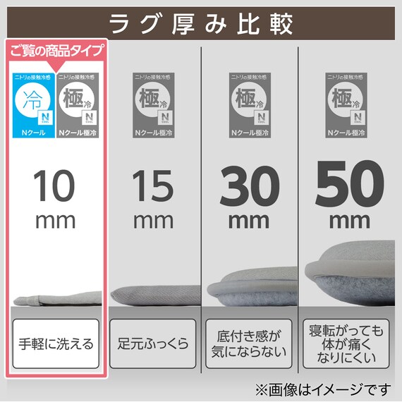 洗える 接触冷感 中綿キルト ラグ(Nクール極冷 95X185 グレー WY01) 6枚目画像