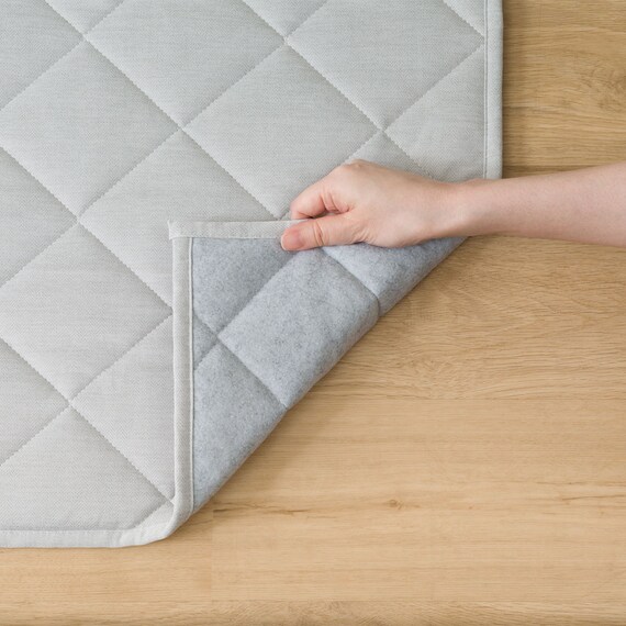 洗える 接触冷感 中綿キルト ラグ(Nクール極冷 95X185 グレー WY01) 13枚目画像