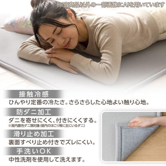15mmウレタン入り 接触冷感 防汚 ラグ(Nクール極冷 P 185X240 グレーWY02) 4枚目画像