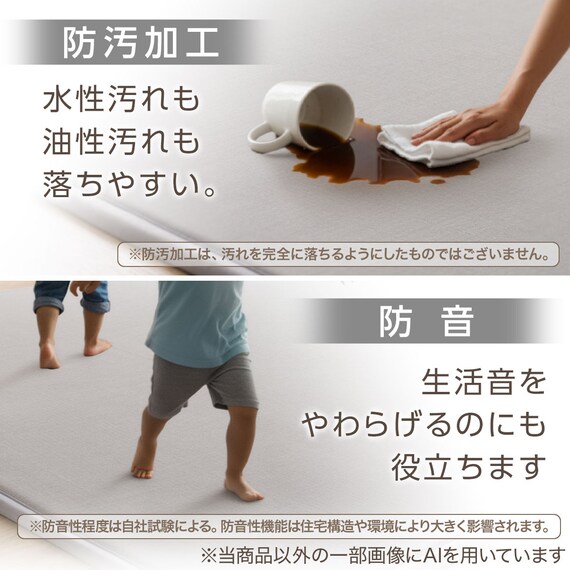 15mmウレタン入り 接触冷感 防汚 ラグ(Nクール極冷 P 185X240 グレーWY02) 5枚目画像