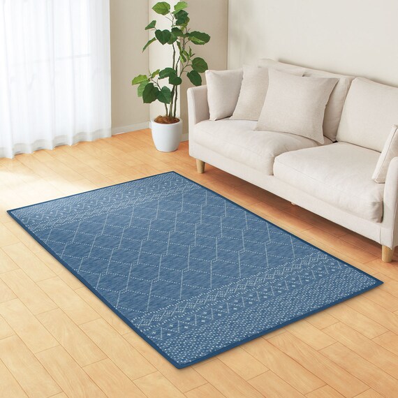 15mmウレタン入り 接触冷感ラグ タイル柄(Nクール極冷 PT 130X185 ブルーQ01) 2枚目画像