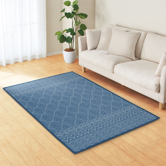 15mmウレタン入り 接触冷感ラグ タイル柄(Nクール極冷 PT 130X185 ブルーQ01) 2枚目画像