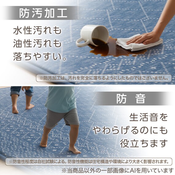 15mmウレタン入り 接触冷感ラグ タイル柄(Nクール極冷 PT 130X185 ブルーQ01) 5枚目画像