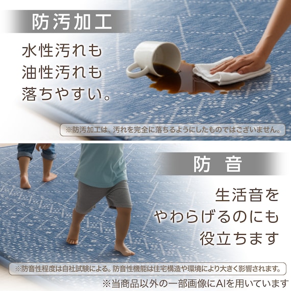 15mmウレタン入り 接触冷感ラグ タイル柄(Nクール極冷 PT 130X185 ブルーQ01) 5枚目画像