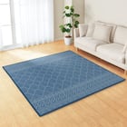 15mmウレタン入り 接触冷感 防汚 ラグ タイル柄(Nクール極冷 PT 185X185 ブルーQ01) 2枚目画像