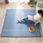 15mmウレタン入り 接触冷感 防汚 ラグ タイル柄(Nクール極冷 PT 185X185 ブルーQ01) 7枚目画像