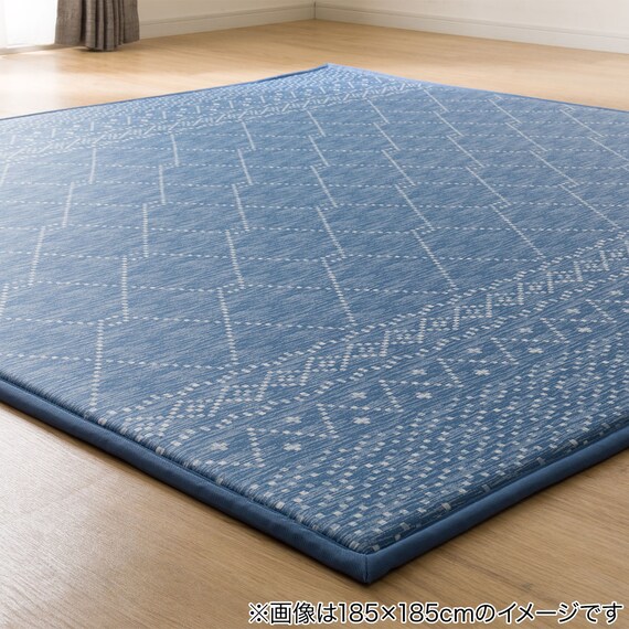 15mmウレタン入り 接触冷感 防汚 ラグ タイル柄(Nクール極冷 PT 185X240 ブルーQ01) 8枚目画像