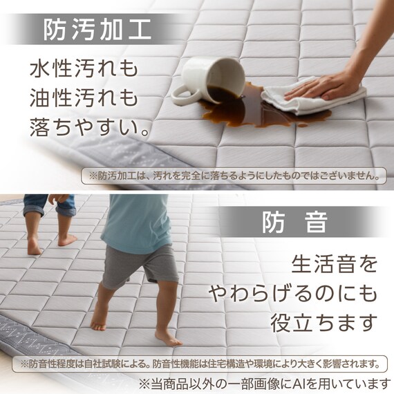 15mmウレタン入り 接触冷感ラグ キカ柄(Nクール極冷 PK 130X185 グレーQ02) 5枚目画像