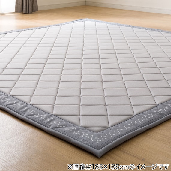 15mmウレタン入り 接触冷感ラグ キカ柄(Nクール極冷 PK 130X185 グレーQ02) 9枚目画像