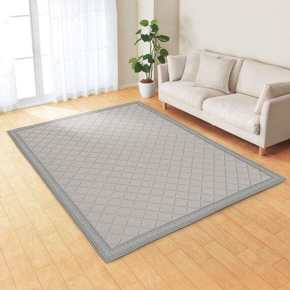 15mmウレタン入り 接触冷感 防汚 ラグ キカ柄(Nクール極冷 PK 185X240 グレーQ02) 2枚目画像