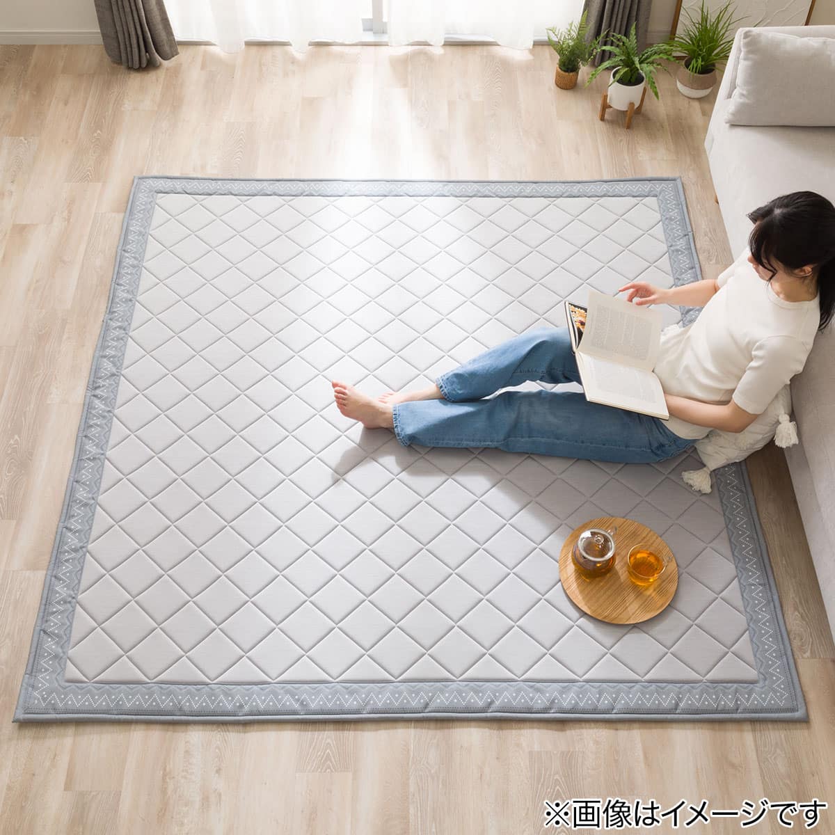 15mmウレタン入り 接触冷感 防汚 ラグ キカ柄(Nクール極冷 PK 185X240