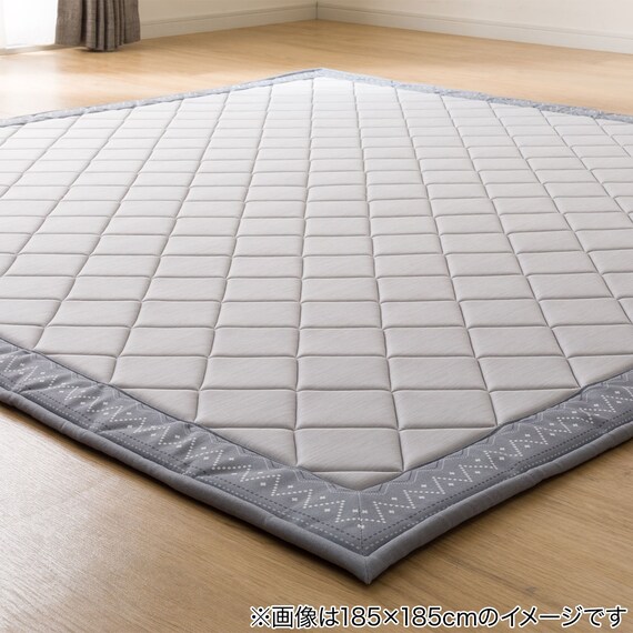 15mmウレタン入り 接触冷感 防汚 ラグ キカ柄(Nクール極冷 PK 185X240 グレーQ02) 8枚目画像