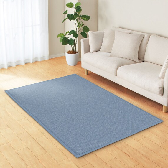 15mmウレタン入り 接触冷感 表面装飾 ラグ(Nクール極冷 PH130X185 ブルーW03) 2枚目画像