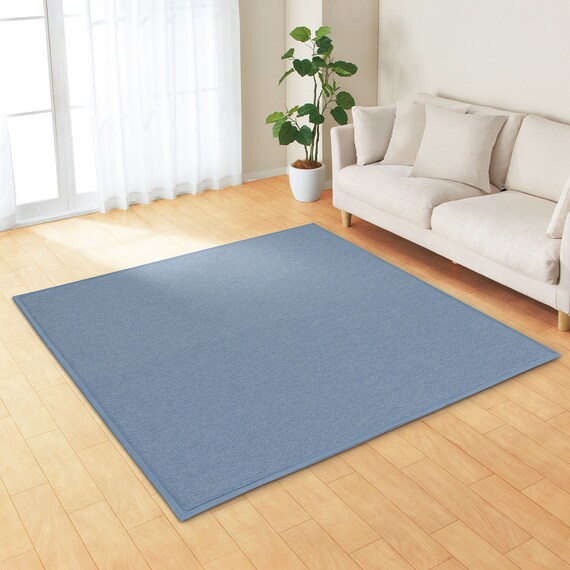 15mmウレタン入り 接触冷感  防汚 ラグ 表面装飾(Nクール極冷 PH185X185 ブルーW03) 2枚目画像