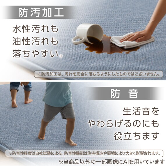 15mmウレタン入り 接触冷感  防汚 ラグ 表面装飾(Nクール極冷 PH185X185 ブルーW03) 5枚目画像