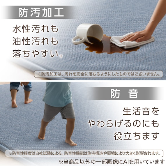 15mmウレタン入り 接触冷感 防汚 ラグ 表面装飾(Nクール極冷 PH185X185 ブルーW03) 5枚目画像