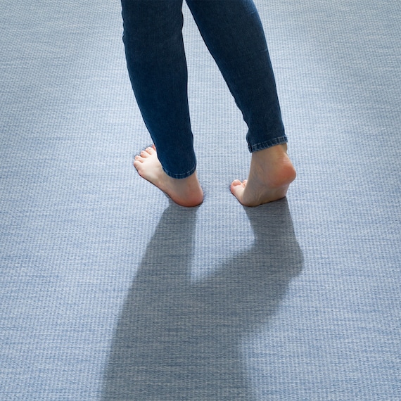 15mmウレタン入り 接触冷感 防汚 ラグ 表面装飾(Nクール極冷 PH185X185 ブルーW03) 14枚目画像