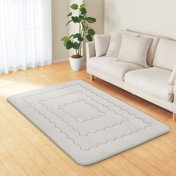 極厚30mmウレタン入り 接触冷感ラグ(Nクール極冷 130X185 グレー VK03) 2枚目画像