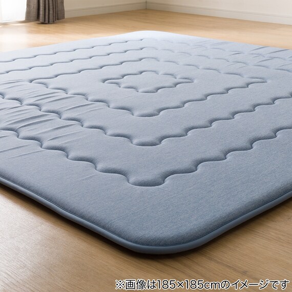 極厚30mmウレタン入り 接触冷感 防汚 ラグ(Nクール極冷 185X185 ブルー WY05) 8枚目画像