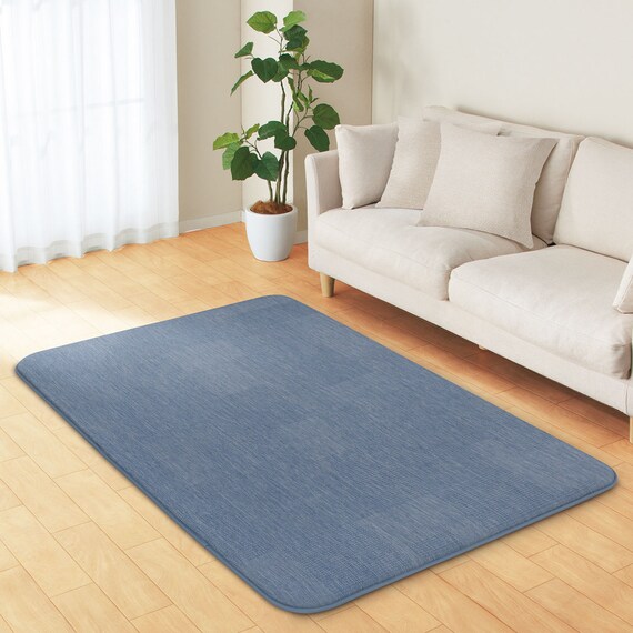 極厚30mmウレタン入り 接触冷感ラグ ジャカード(Nクール極冷 130X185 ブルー Q03) 2枚目画像