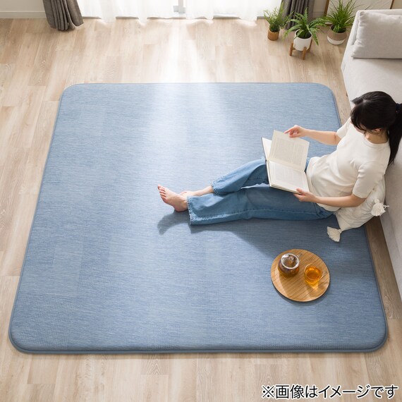 極厚30mmウレタン入り 接触冷感ラグ ジャカード(Nクール極冷 130X185 ブルー Q03) 9枚目画像