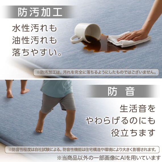 極厚30mmウレタン入り 接触冷感ラグ ジャカード(Nクール極冷 185X185 ブルー Q03) 5枚目画像